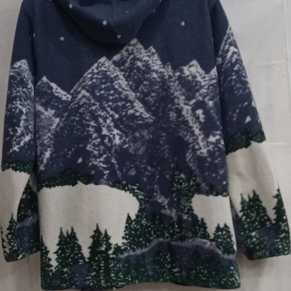 R&R Blue & White with Mounting View Women's Zip Sweater Size 12 - Medium - Picture 4 of 5